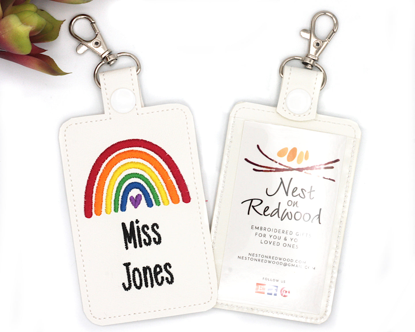 Personalized Primary Colored Rainbow ID Badge Holder