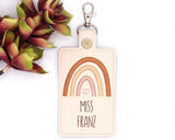 Personalized Neutral Boho Rainbow Vertical Badge ID Card Holder