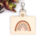 Neutral Boho Rainbow Horizontal Badge ID Card Holder with Leaves