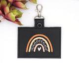 Neutral Boho Rainbow Horizontal Badge ID Card Holder with Leaves