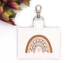 Neutral Boho Rainbow Horizontal Badge ID Card Holder with Leaves