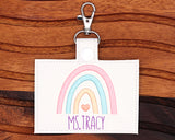 Personalized Boho Rainbow Pink & Blue Horizontal Badge ID Card Holder