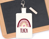 Red Boho Rainbow Teach Badge ID Card Holder
