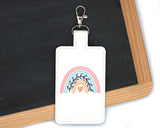 Boho Rainbow with Leaves Pink & Blue Vertical Badge ID Card Holder