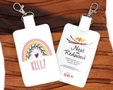 Personalized Boho Rainbow with Leaves Mauve Vertical Badge ID Card Holder