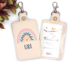Personalized Boho Rainbow with Leaves Vertical Badge ID Card Holder