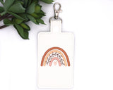 Neutral Brown Boho Rainbow with Leaves Vertical Badge ID Card Holder