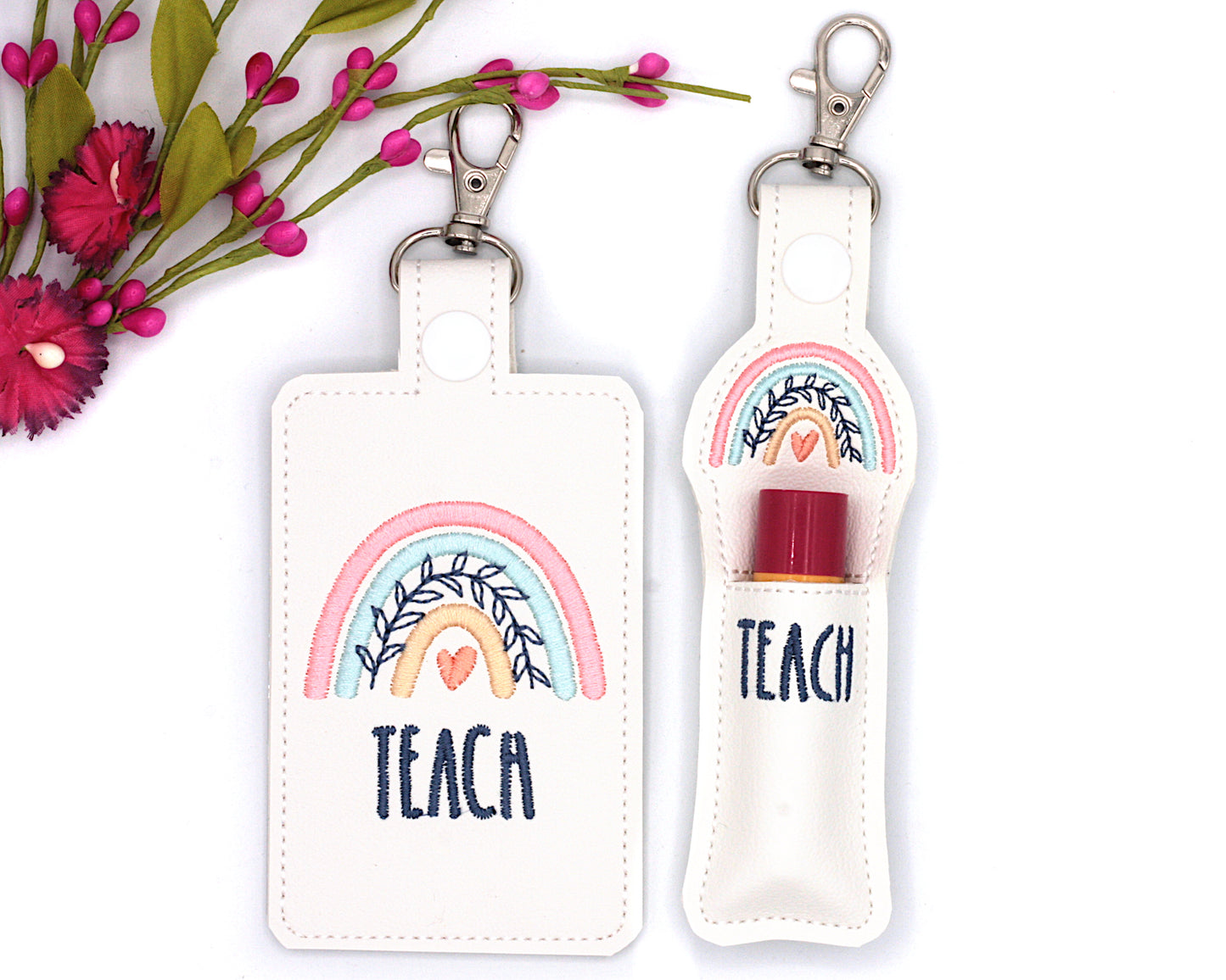 Boho Rainbow Teach Badge ID Card Holder Lip Balm Holder