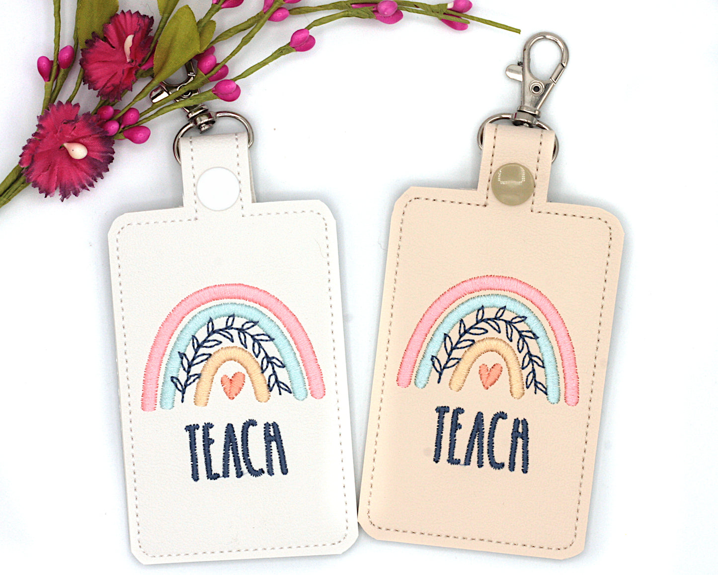 Boho Rainbow Teach Badge ID Card Holder Lip Balm Holder