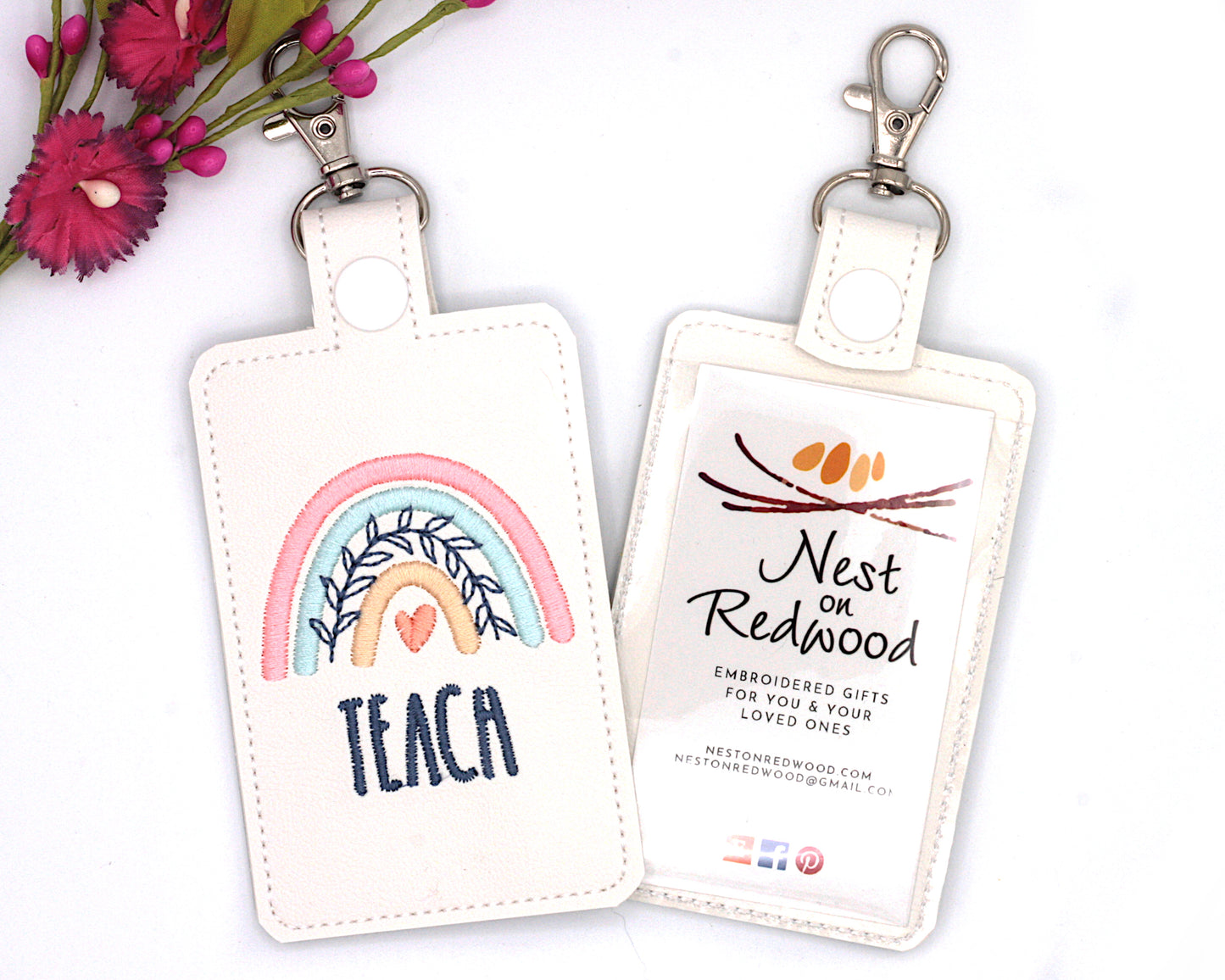 Boho Rainbow Teach Badge ID Card Holder Lip Balm Holder