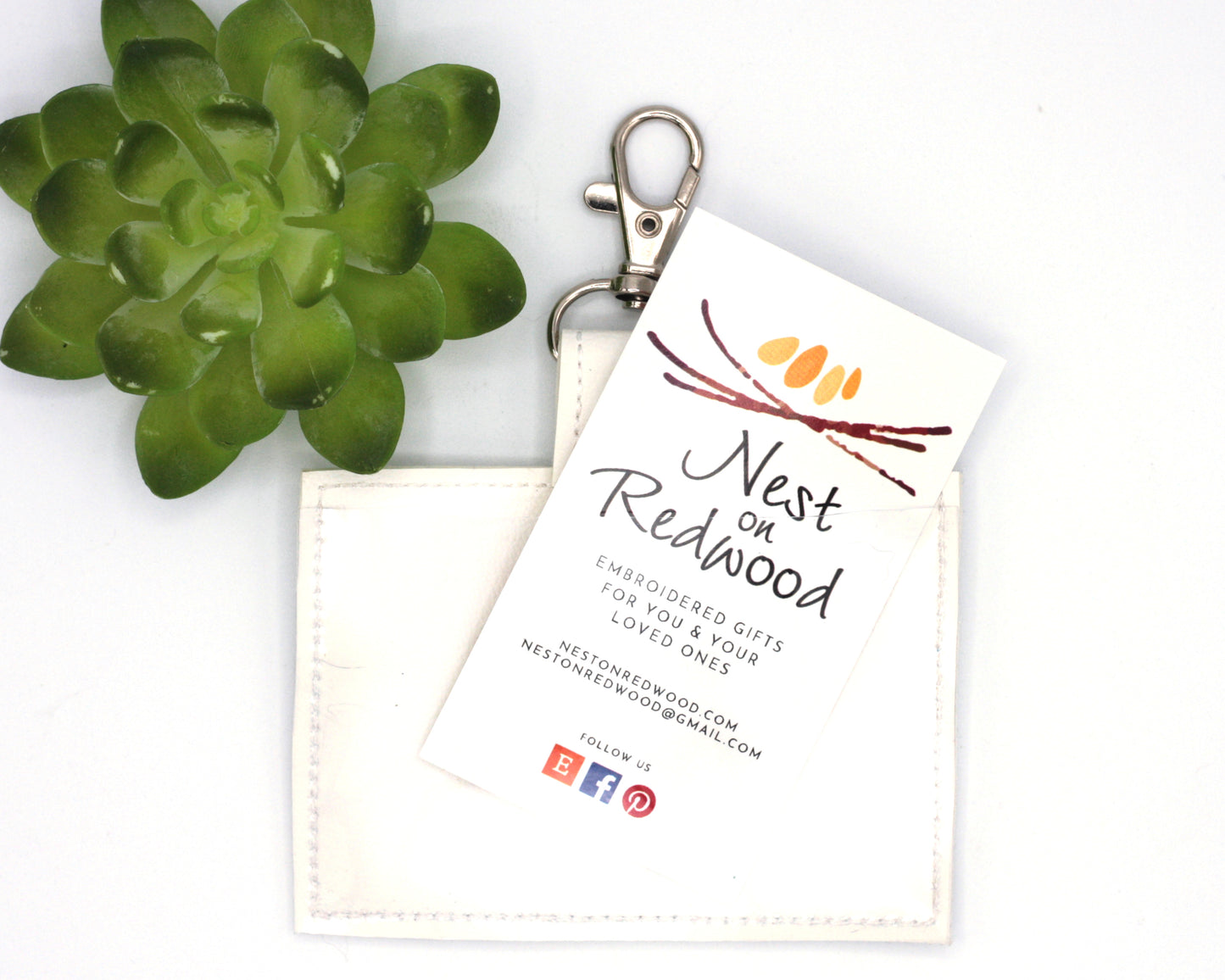 Boho Rainbow with Leaves Pink & Blue Horizontal Badge ID Card Holder