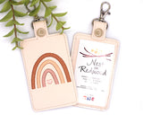 Neutral Brown Boho Rainbow Vertical Badge ID Card Holder