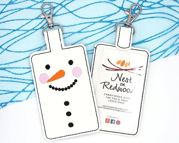 Snowman Badge ID Card Holder