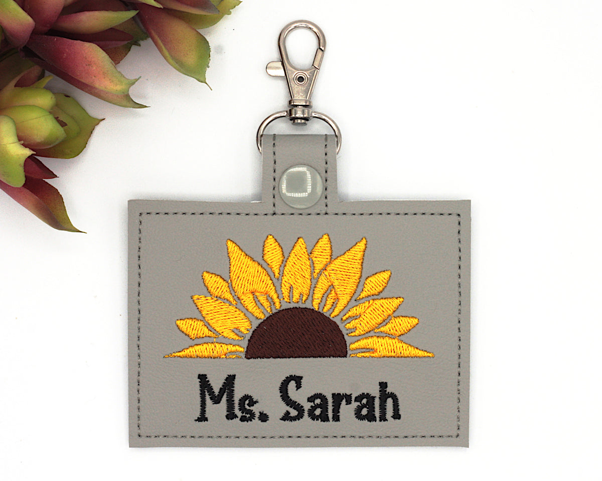 Personalized Sunflower Half Horizontal Badge ID Card Holder