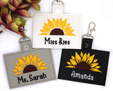 Personalized Sunflower Half Horizontal Badge ID Card Holder