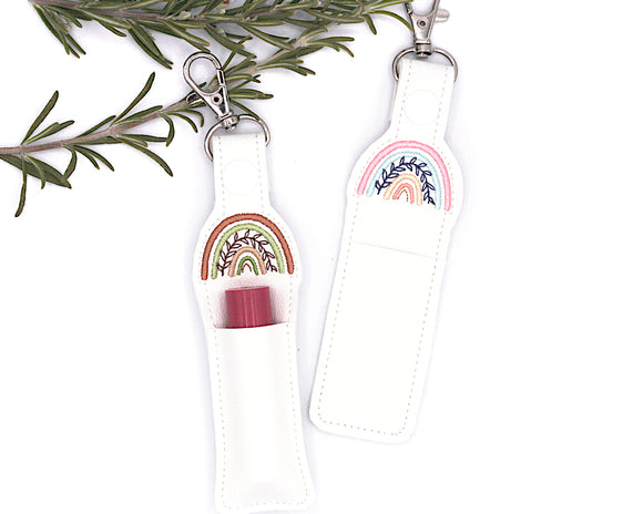 Boho Rainbow with Leaves Lip Balm Holder