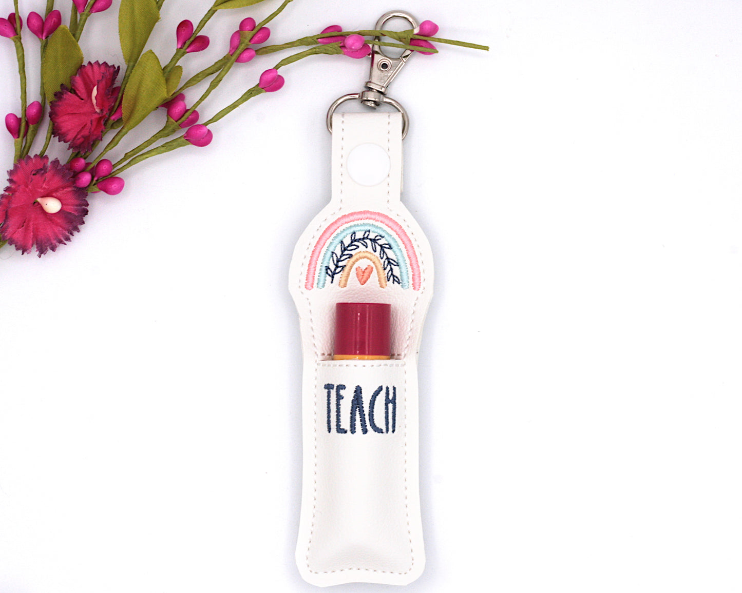 Boho Rainbow Teach Badge ID Card Holder Lip Balm Holder