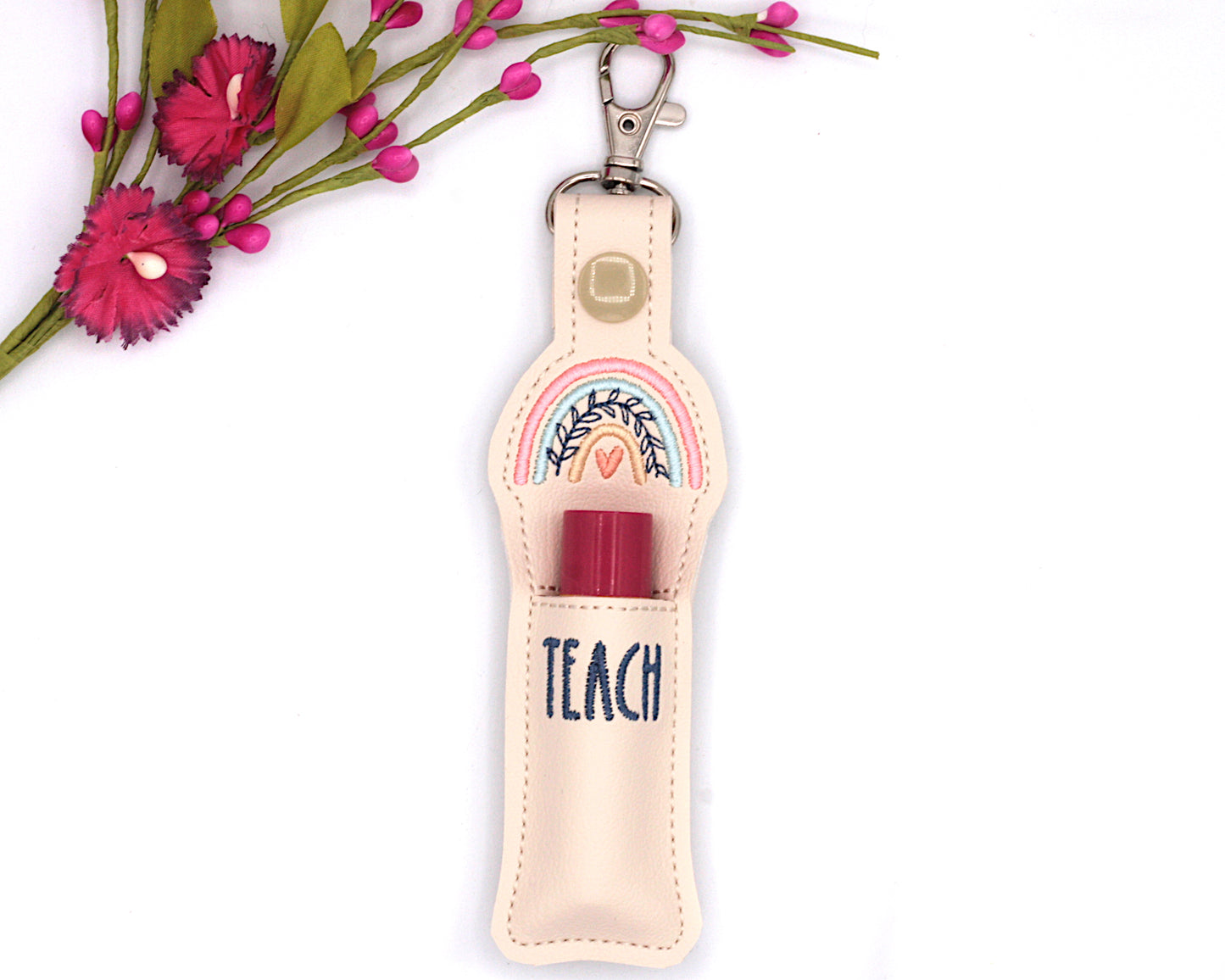Boho Rainbow Teach Badge ID Card Holder Lip Balm Holder