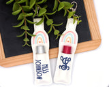 Personalized Pink & Blue Boho Rainbow Lip Balm Holder