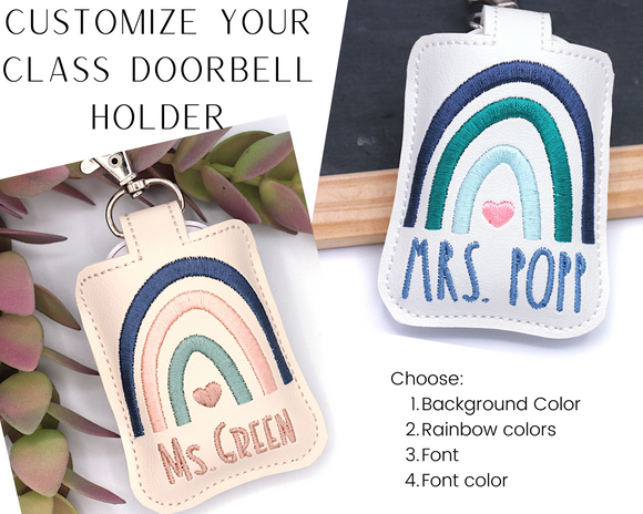 Custom Boho Rainbow Classroom Doorbell Holder