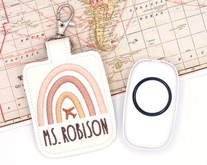 Personalized Airplane Boho Rainbow Classroom Doorbell Holder