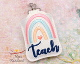 Boho Rainbow Teach Classroom Doorbell Holder
