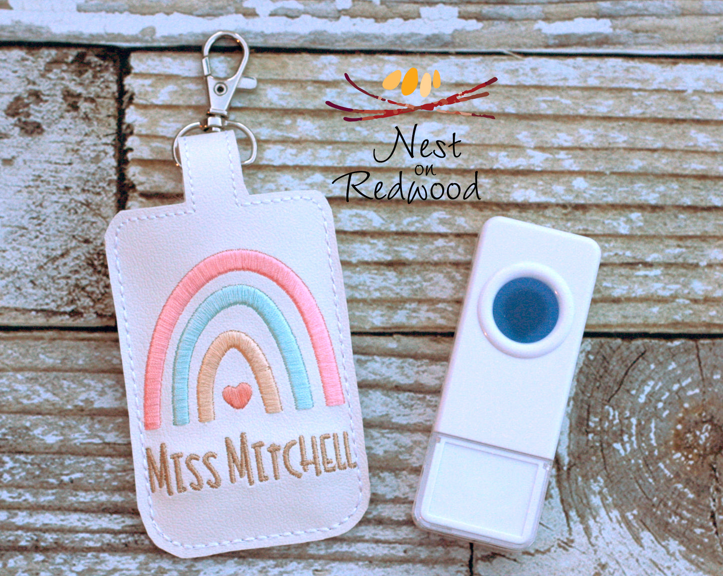 Personalized Boho Rainbow Classroom Doorbell Holder