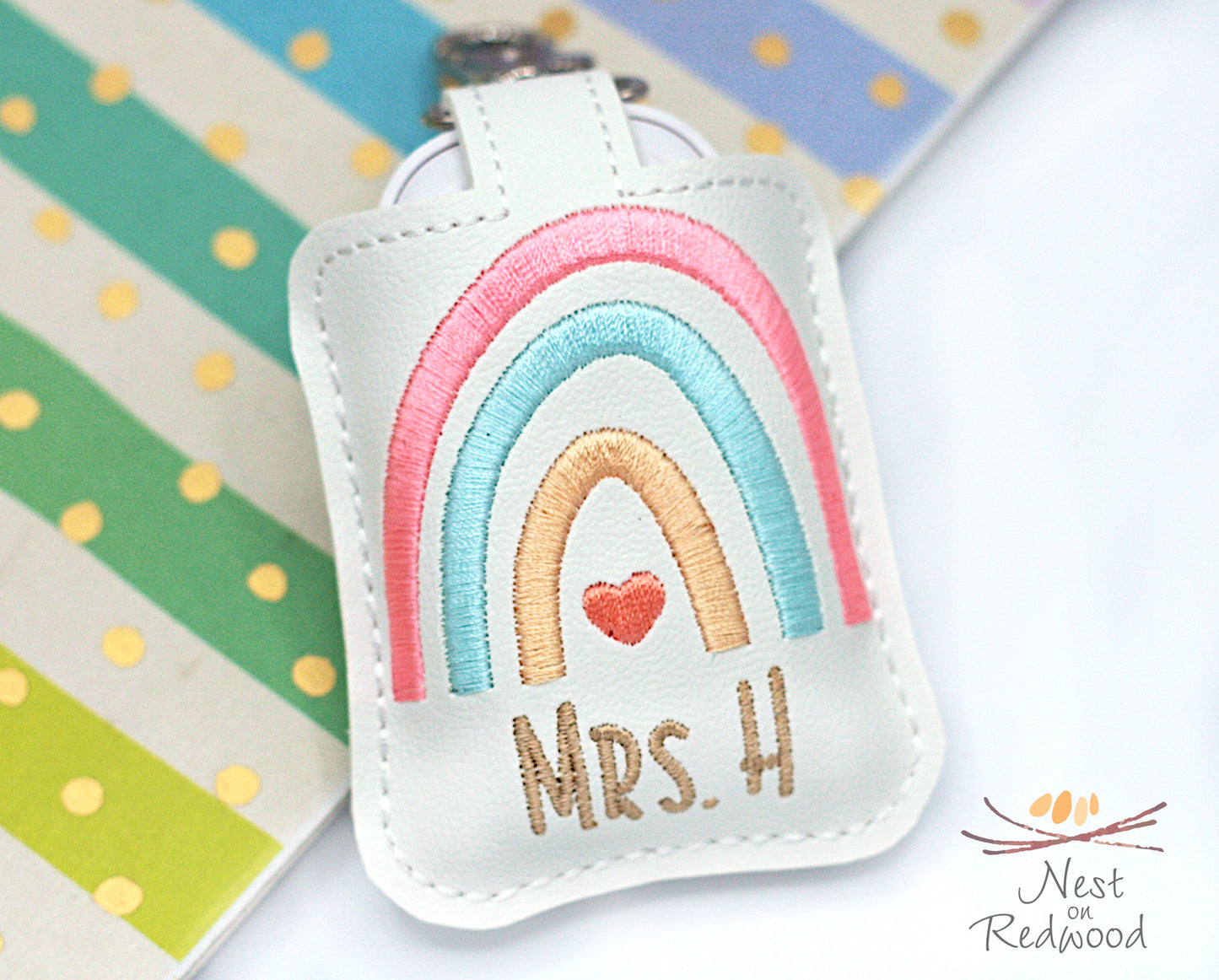 Personalized Boho Rainbow Classroom Doorbell Holder
