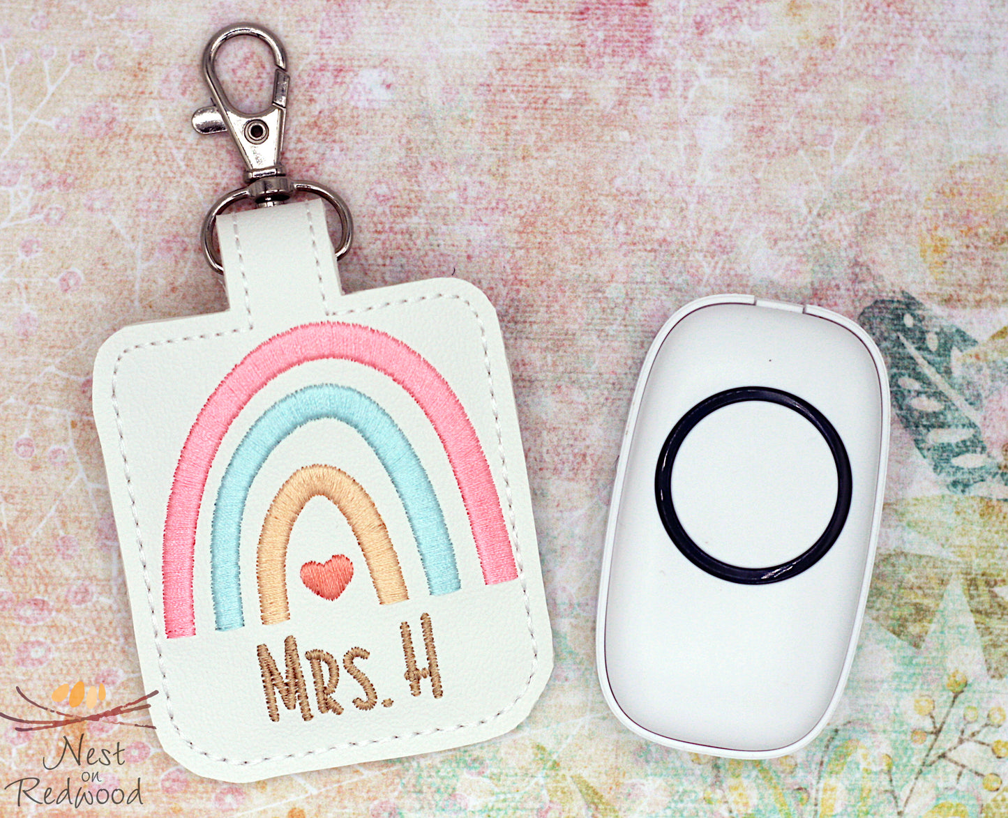 Personalized Boho Rainbow Classroom Doorbell Holder