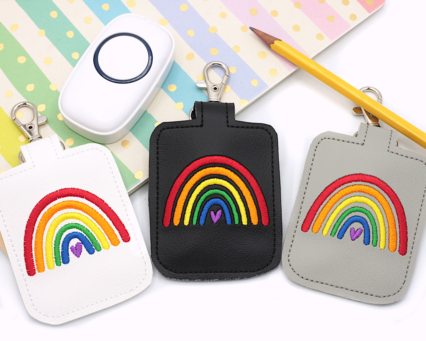 Bright Boho Rainbow Heart Classroom Doorbell Holder
