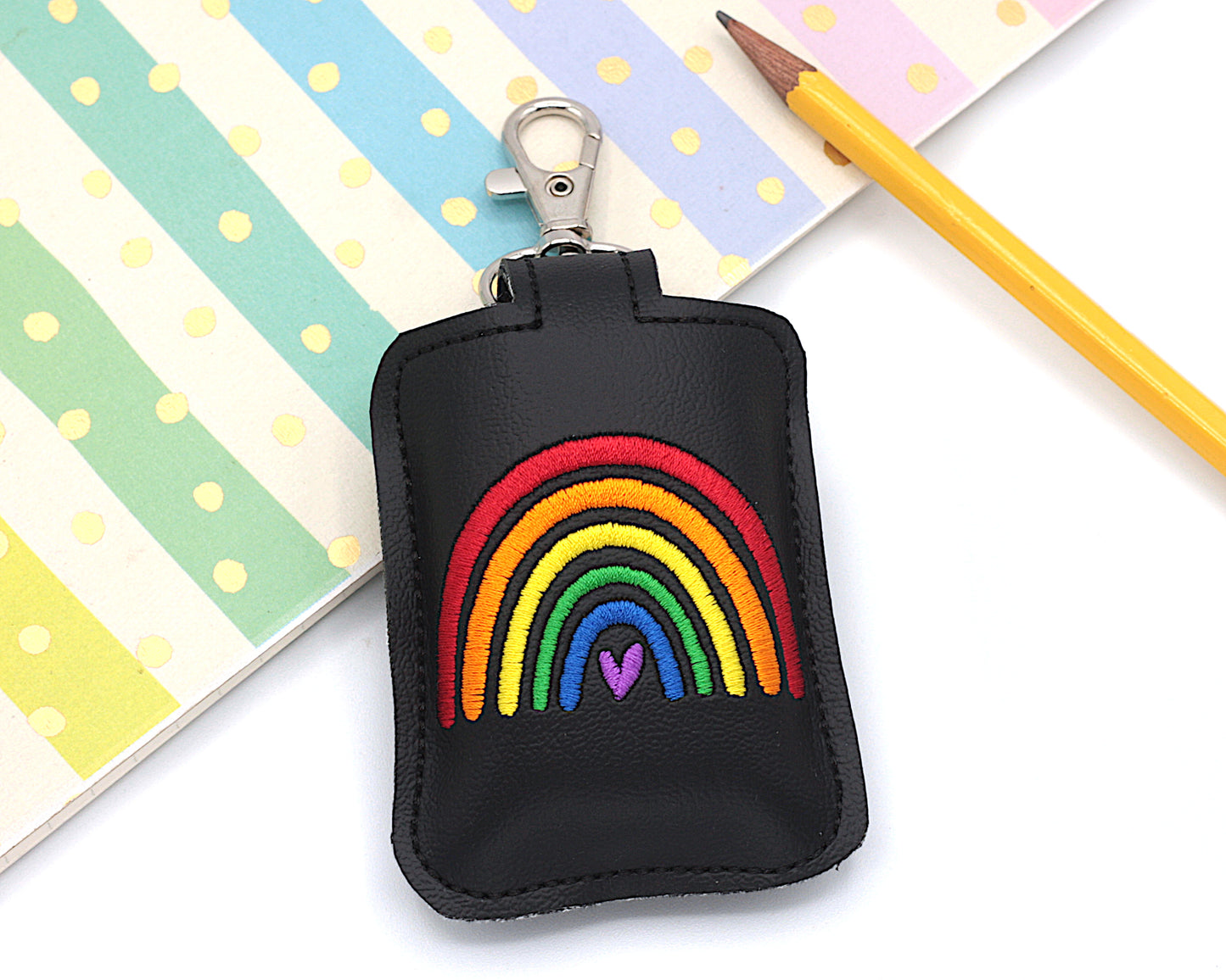Bright Boho Rainbow Heart Classroom Doorbell Holder