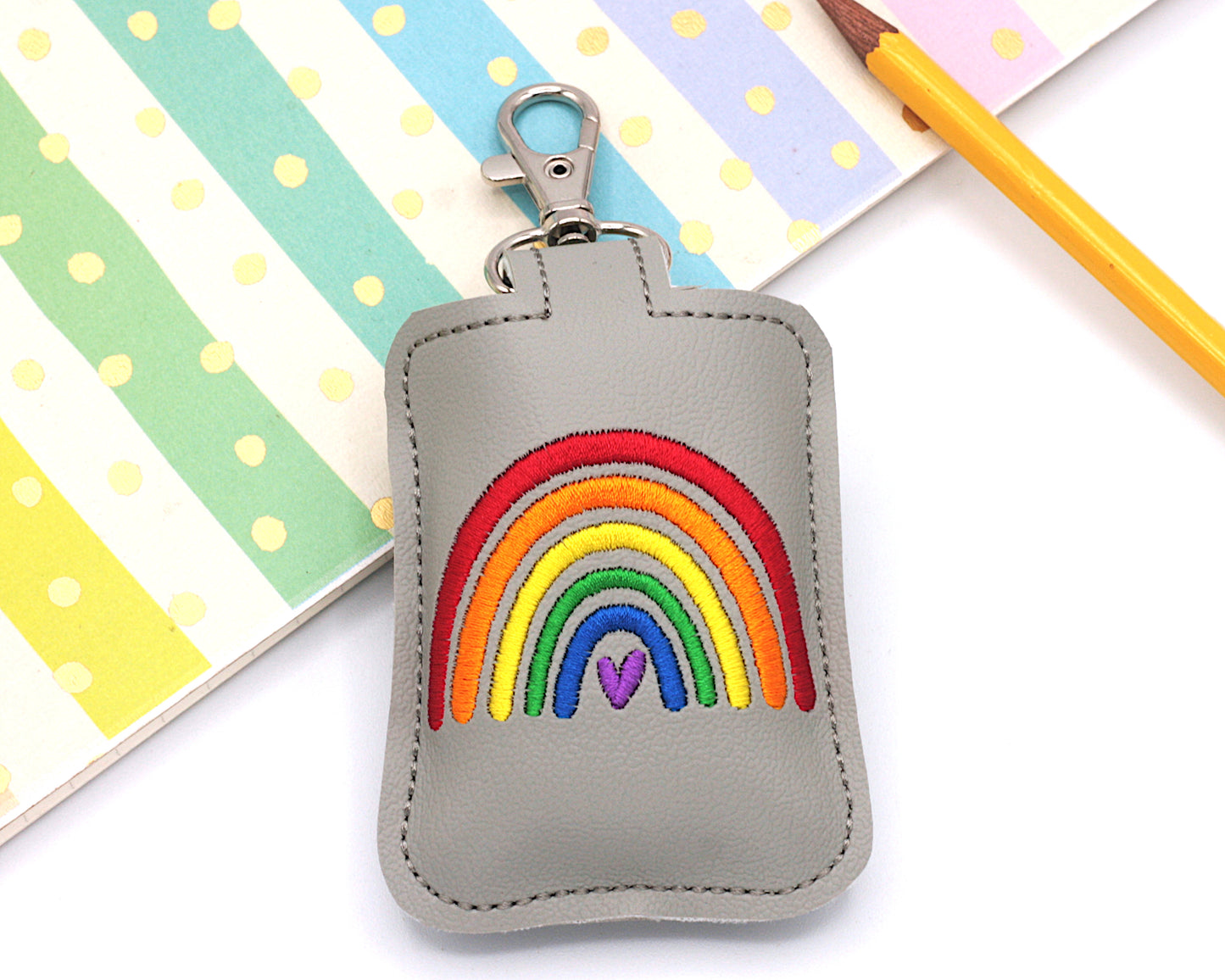 Bright Boho Rainbow Heart Classroom Doorbell Holder