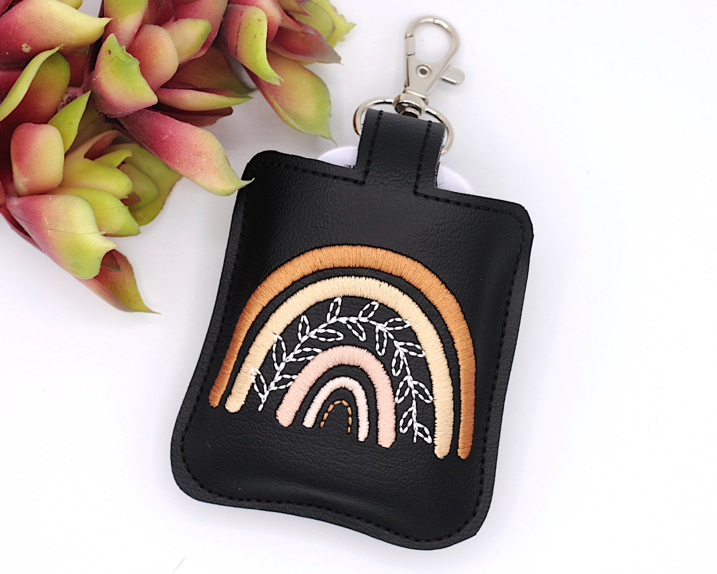 Neutral Boho Rainbow With Leaves Classroom Doorbell Holder