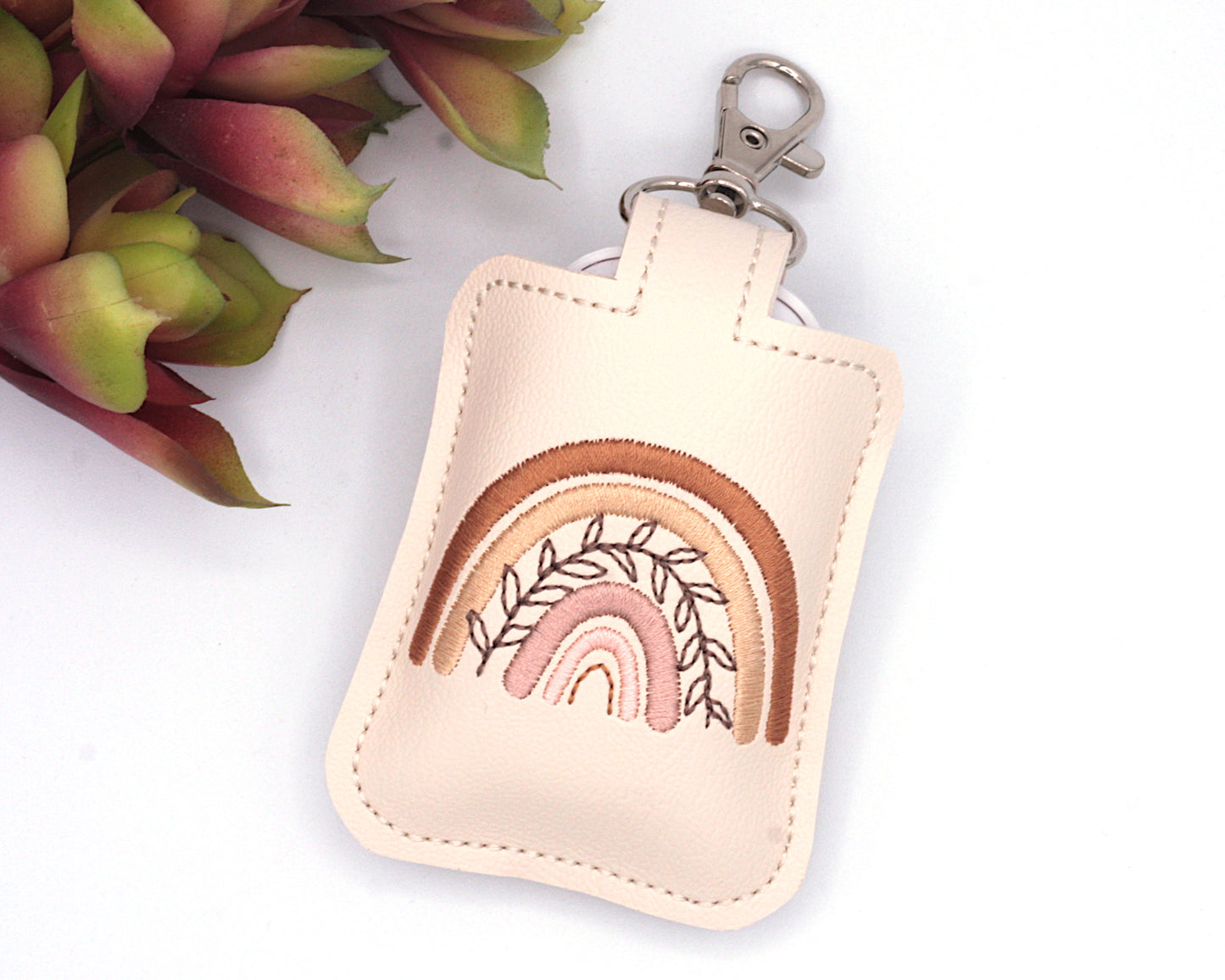 Neutral Boho Rainbow With Leaves Classroom Doorbell Holder