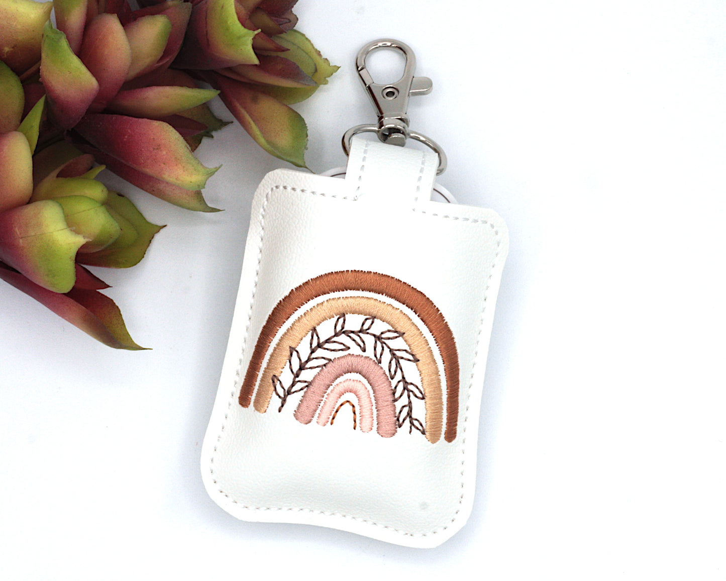 Neutral Boho Rainbow With Leaves Classroom Doorbell Holder