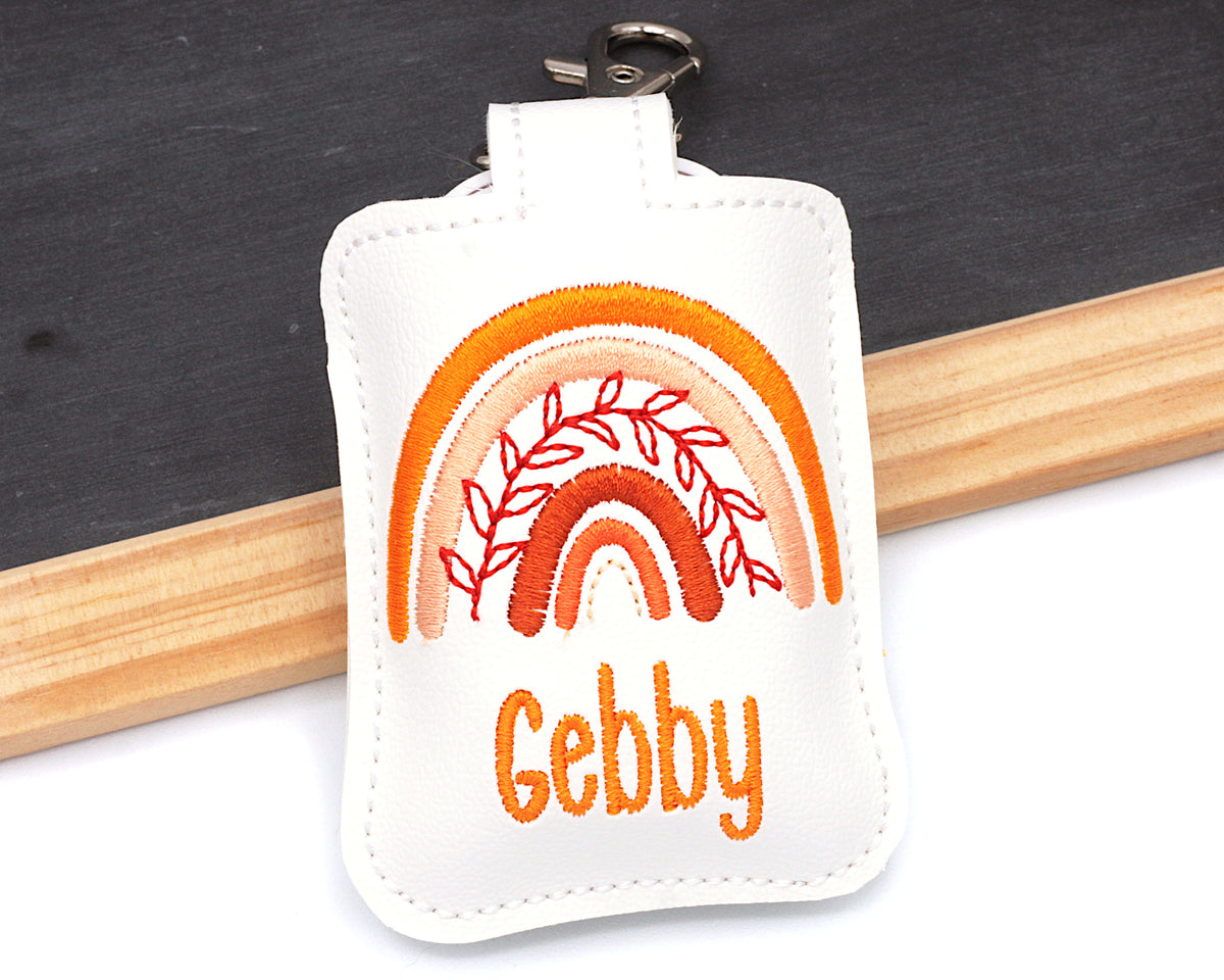 Orange Boho Rainbow with Leaves Classroom Doorbell Holder