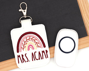 Personalized Red Boho Leaves Rainbow Classroom Doorbell Holder