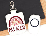 Personalized Red Boho Leaves Rainbow Classroom Doorbell Holder