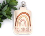 Personalized Neutral Browns Boho Rainbow Classroom Doorbell Holder