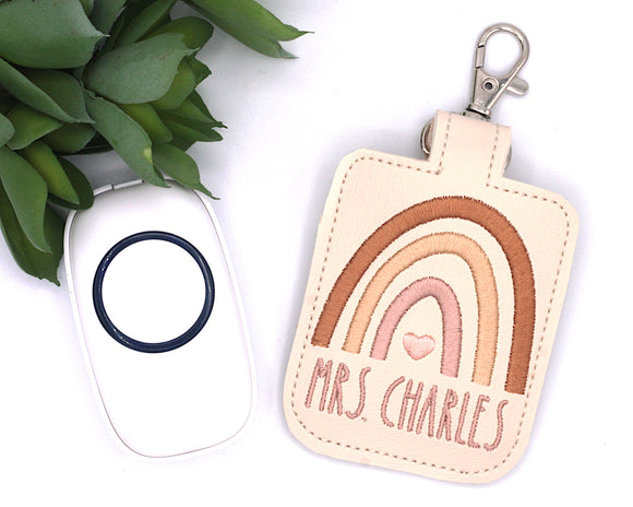Personalized Neutral Browns Boho Rainbow Classroom Doorbell Holder
