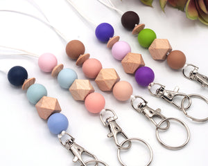 Multicolored Beaded Lanyard, Boho Rainbow Color Scheme