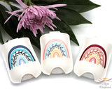 Boho Rainbow with Leaves Hand Sanitizer Holder