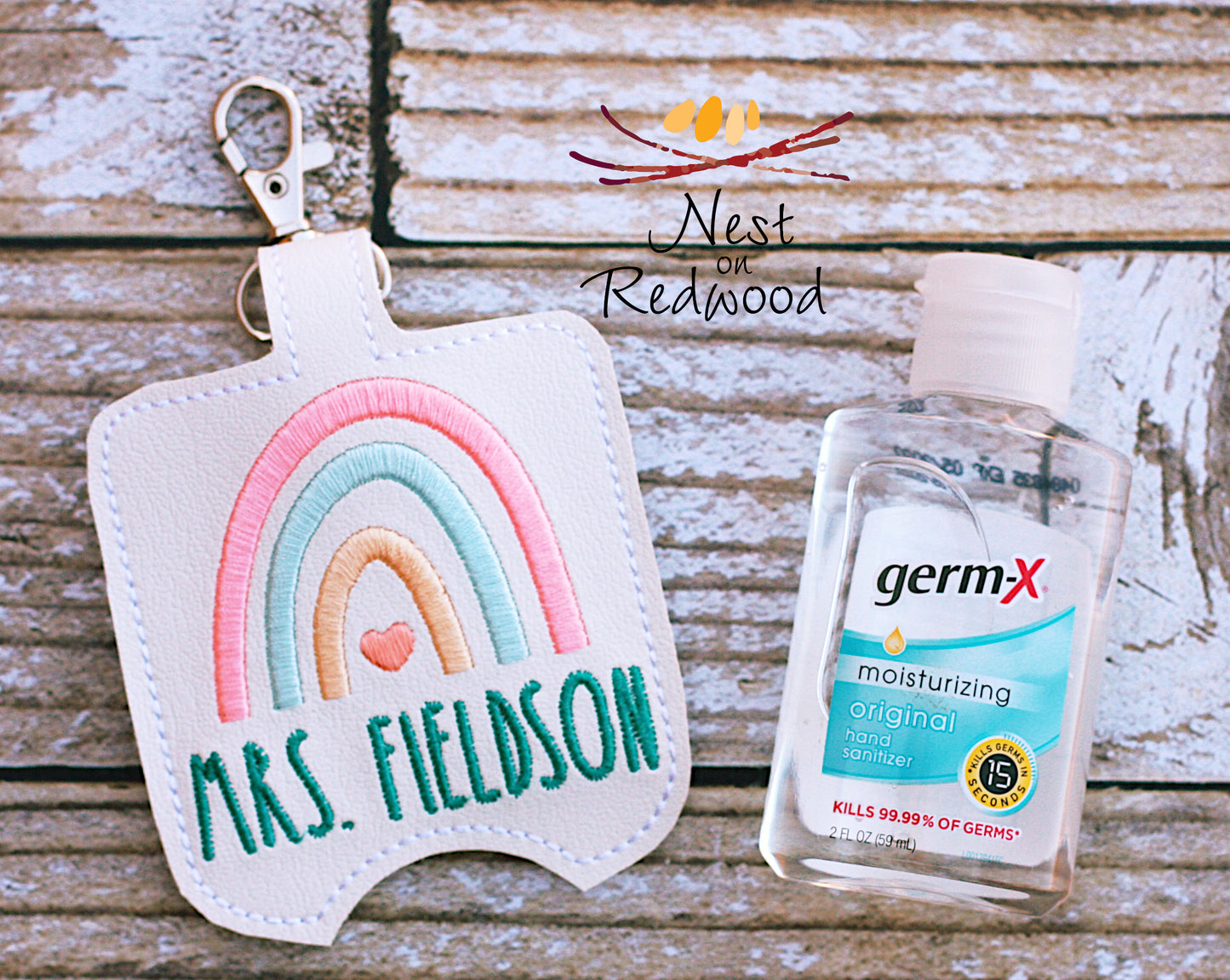 Personalized Boho Rainbow Hand Sanitizer Holder