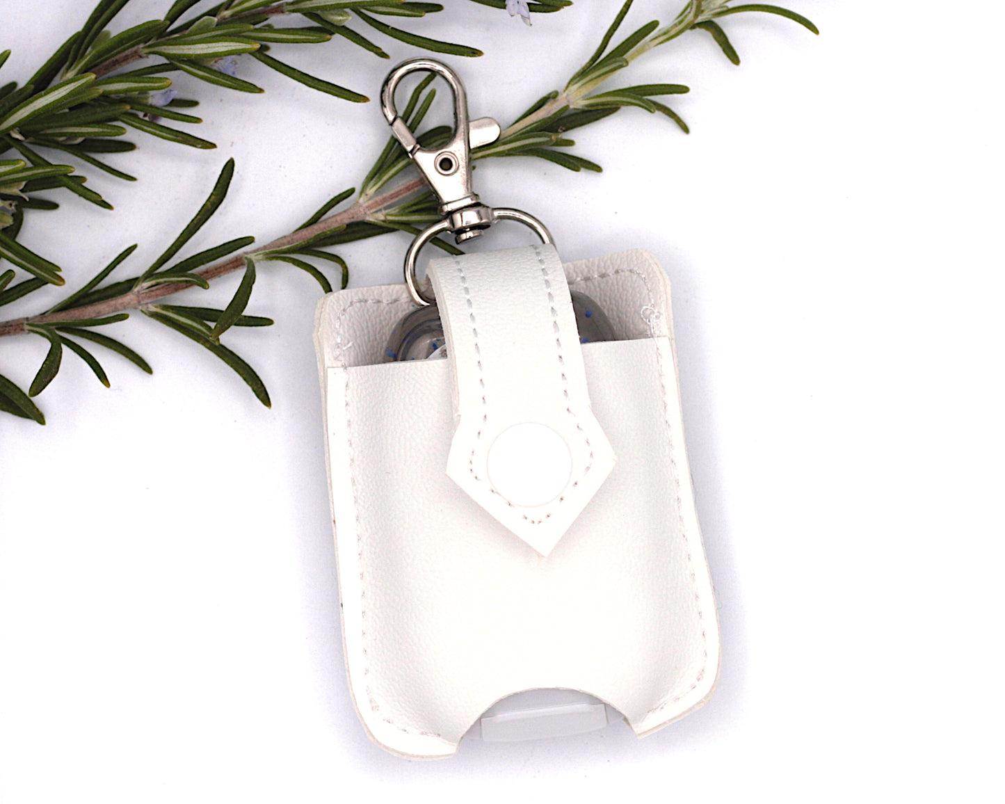Personalized Brown & Green Boho Rainbow with Leaves Hand Sanitizer Holder