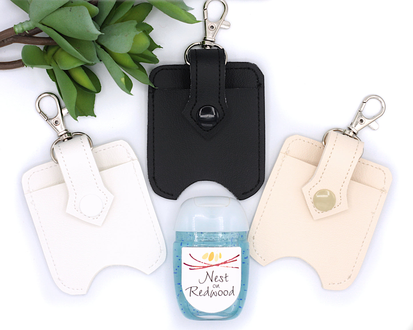 Neutral Boho Leaves Rainbow Hand Sanitizer Holder