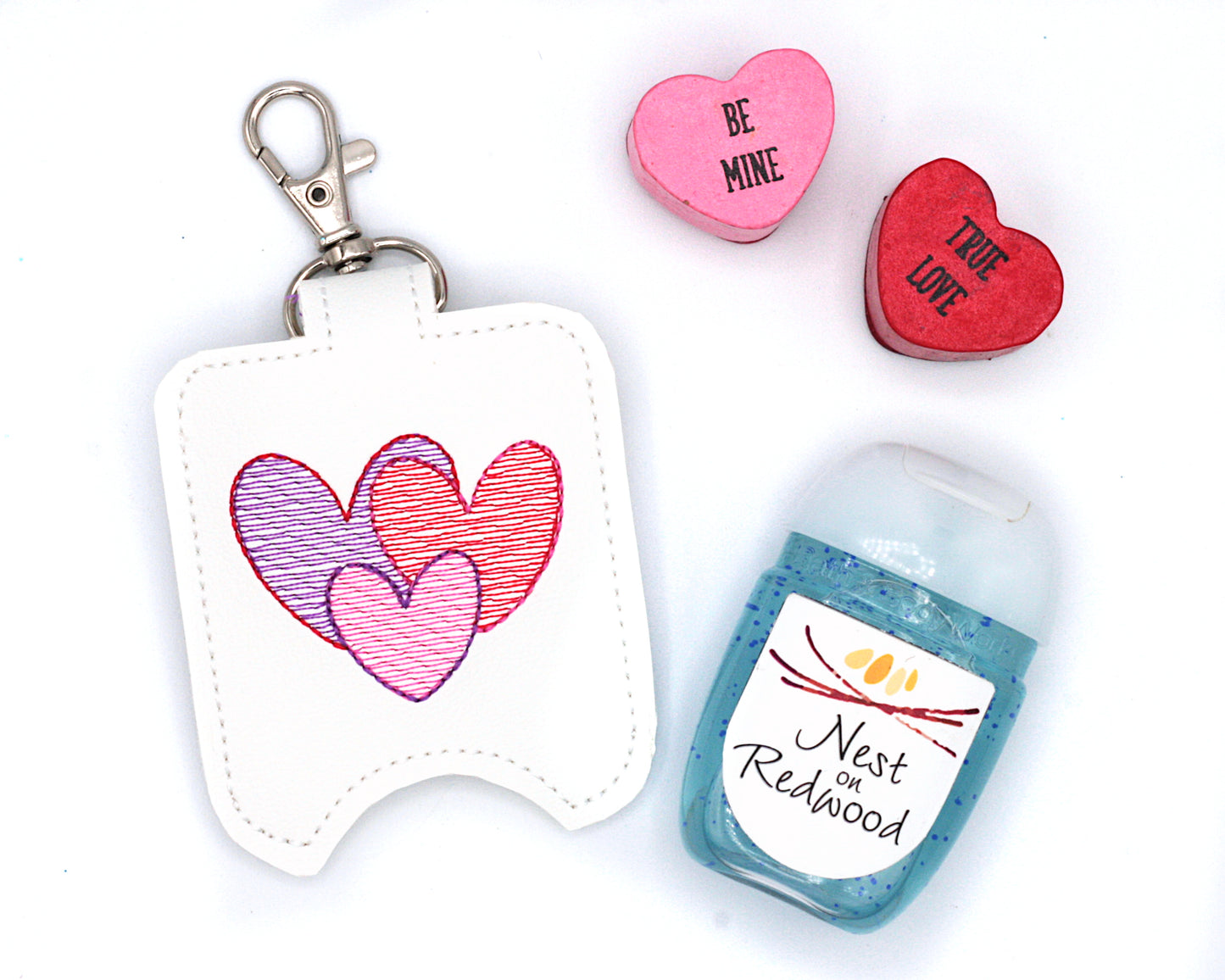 Triple Heart Valentine Hand Sanitizer Holder