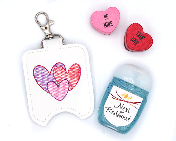 Triple Heart Valentine Hand Sanitizer Holder