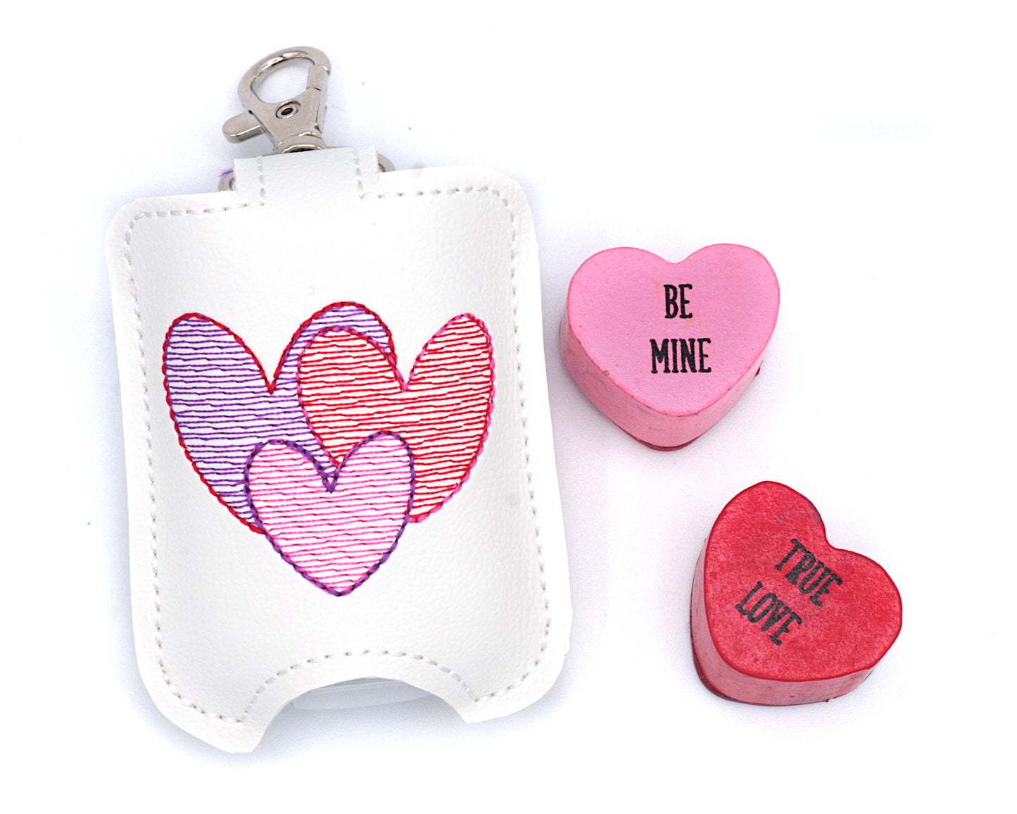 Triple Heart Valentine Hand Sanitizer Holder