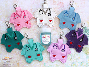 Scrub top Hand Sanitizer Holder with Stethoscope & Hearts