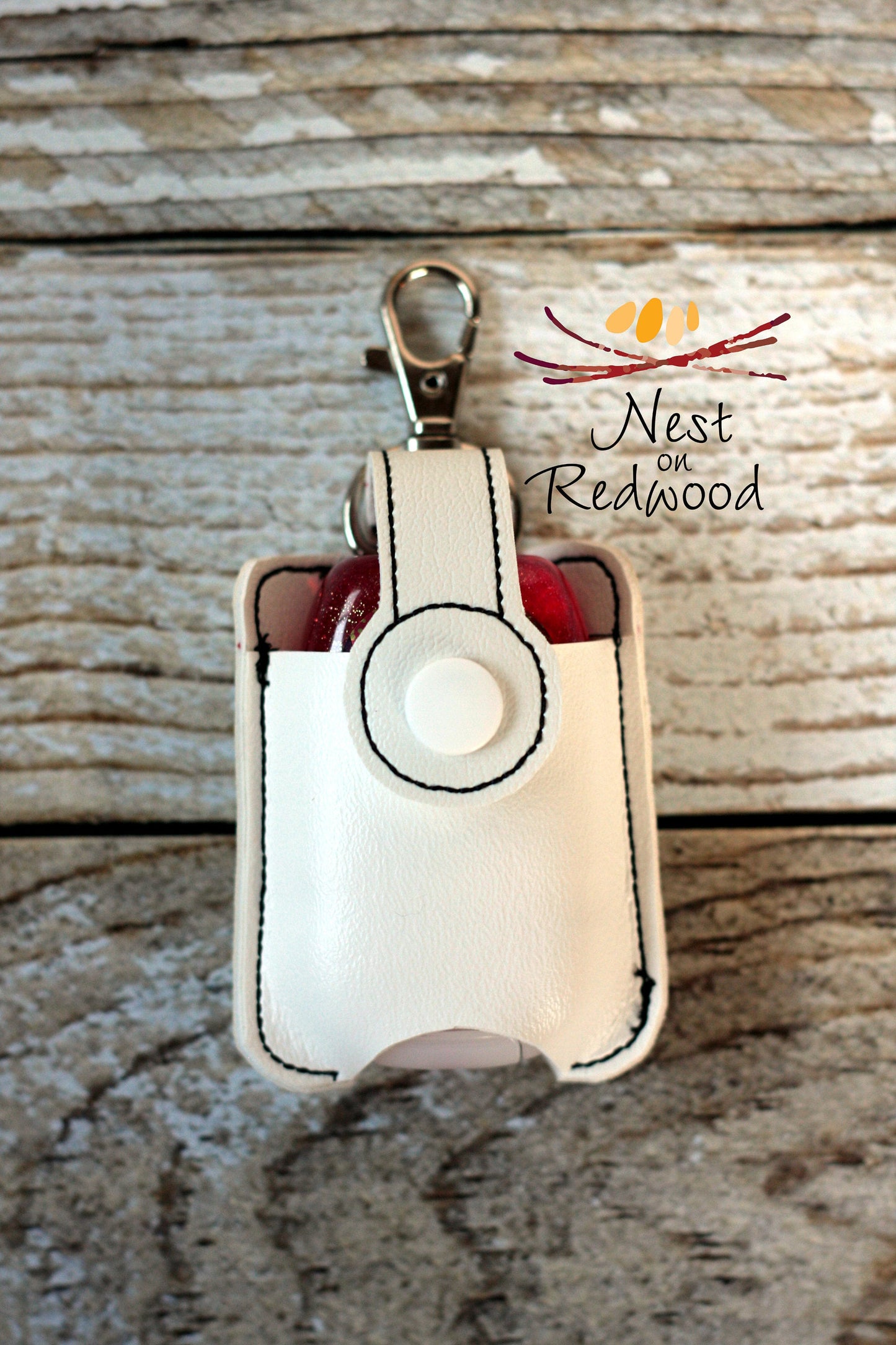 Nurse Life Hand Sanitizer Holder White with Red Stethoscope